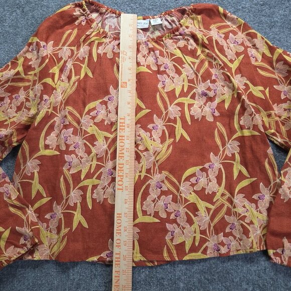 Rachel Zoe Blouse Womens Medium Floral Long Sleeve Boho Top Linen - Picture 4 of 8